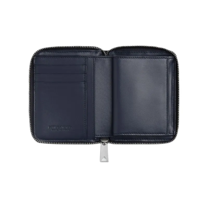 Bottega Veneta Intrecciato Cow Leather Wallet Men's Dark Blue-2