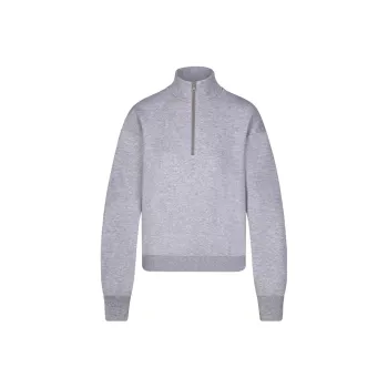 SKIMS COTTON FLEECE CLASSIC QUARTER ZIP PULLOVER Sweatshirt Women's HEATHER GREY/Heather Gray