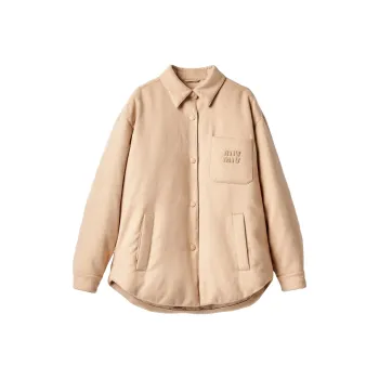 MIU MIU Weight Velour Down Jacket Jackets & Coats Women's Beige
