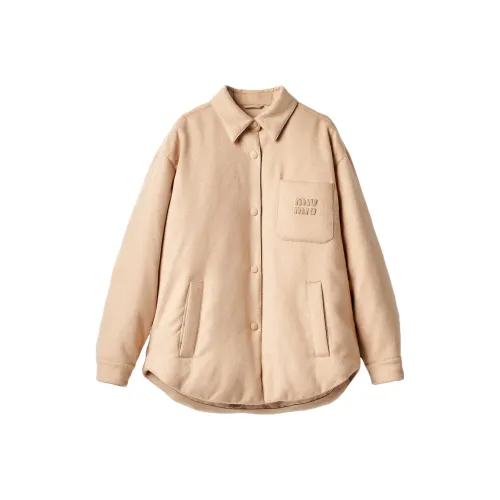 MIU MIU Weight Velour Down Jacket Jackets & Coats Women's Beige