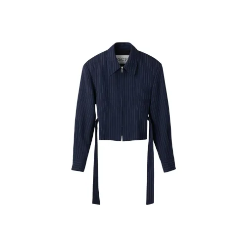 RECTO FW24 SUSTAINABLE PIN STRIPE BELT DETAIL JUMPER Shirt Women's DARK NAVY/Dark Marine Blue