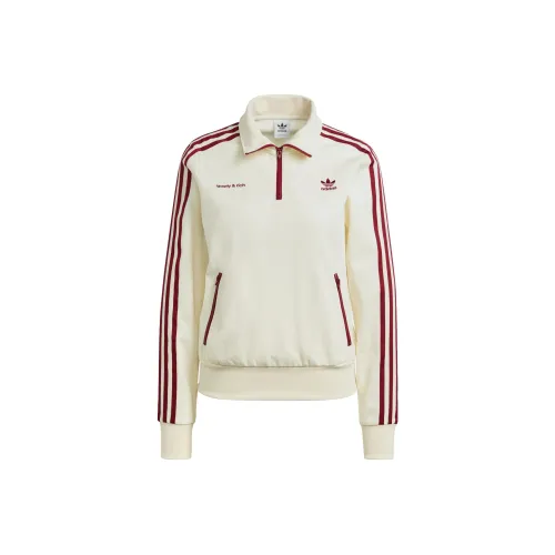 Sporty & Rich X Adidas Quarter Zip Track Jacket Cream/Merlot