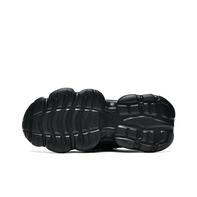 JIANDONG Cushioning, Slip Resistant, Abrasion Resistant, Waterproof, And Breathable Low Top Chunky Sneakers Men's Black-4
