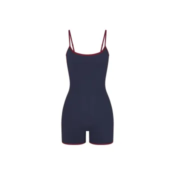 SKIMS FITS EVERYBODY CONTRAST TRIM ONESIE Bodysuits Women's NAVY/Marine Blue