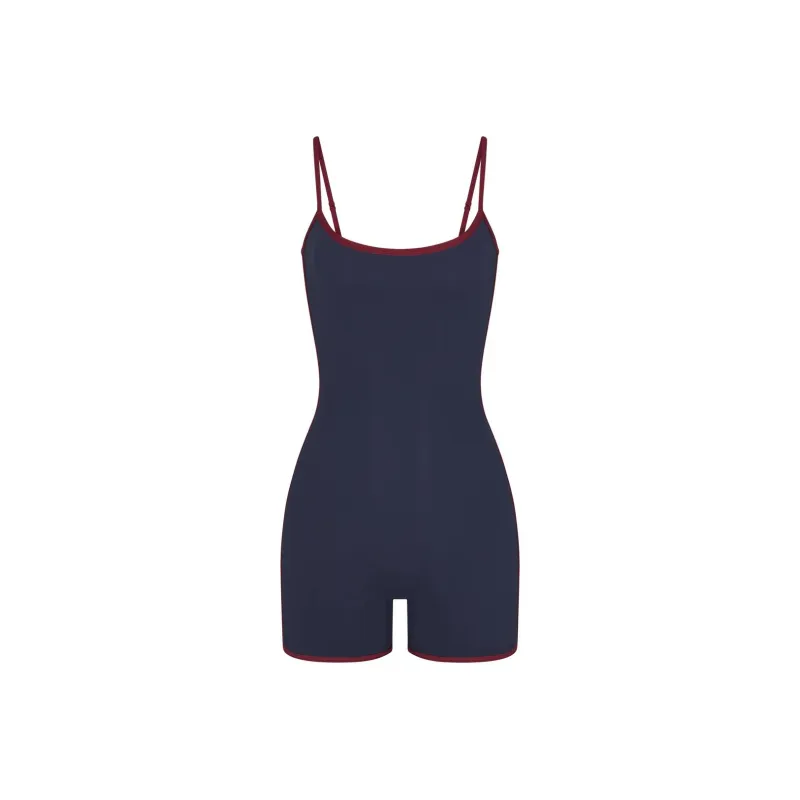 SKIMS FITS EVERYBODY CONTRAST TRIM ONESIE Bodysuits Women's NAVY/Marine Blue-0