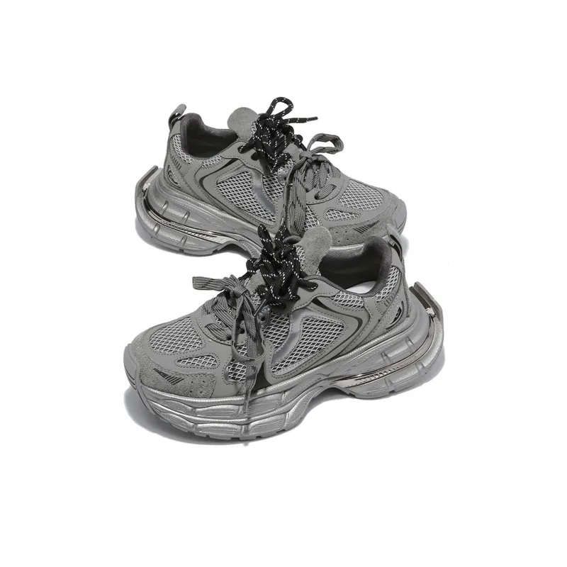 ALI THE FOX Breathable And Lightweight Low Top Chunky Sneakers Women's Space Gray-2