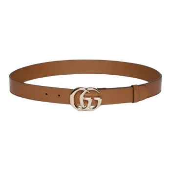 GUCCI Leather, Hardware Accessories Leather Belts Women's Brown Width 3CM