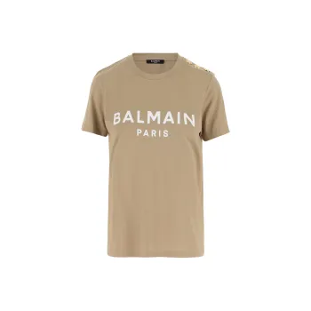 BALMAIN Logo Printed Crewneck T Shirt