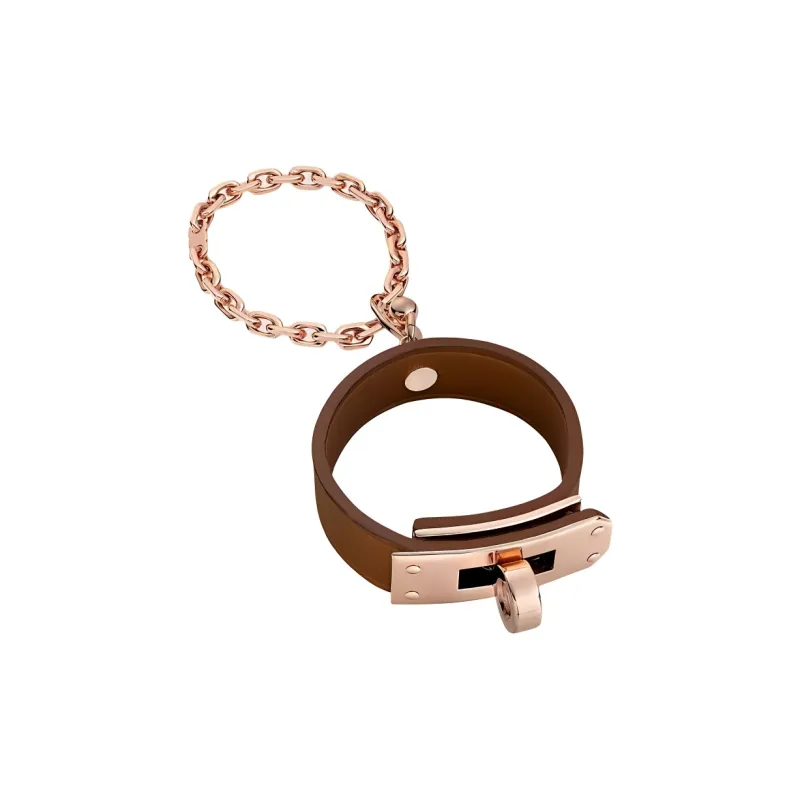 HERMES Kelly Swift Leather Kelly Bag Glove Pendant Bag Accessory Unisex 37 Gold Gold Brown-3