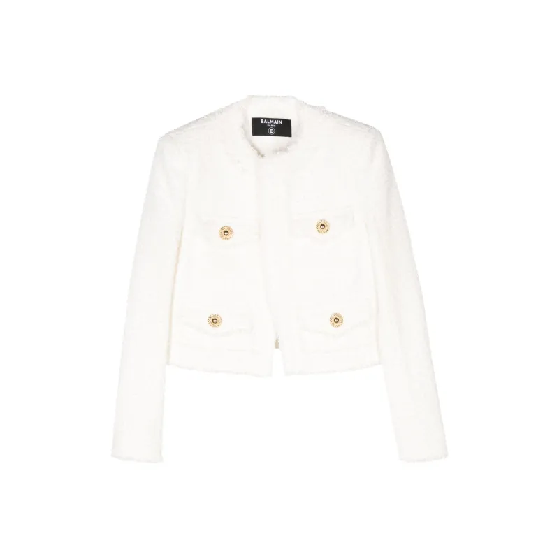 BALMAIN Frayed Tweed Jacket-0