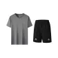 Gray Top+Black Shorts