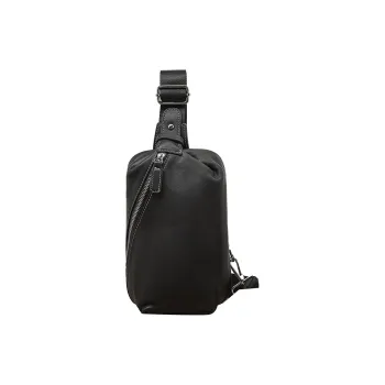 Old Man's Head Cow Leather Sling Bag Men's Black