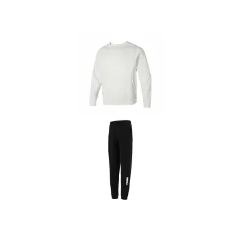 PUMA Casual Sportswear Men Clothing Set White Sweatshirt+Black Pants