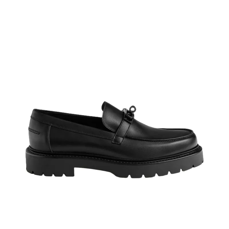 HERMES Icone Loafers 3cm Men's Black-1