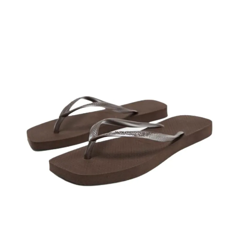 Havaianas x ZARA Rubber Sole Abrasion Resistant Flip Flops Women's Brown-2