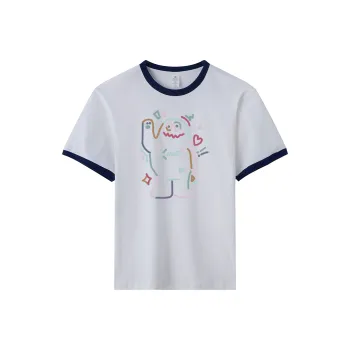 TEME T Shirt Women's White & Navy Blue