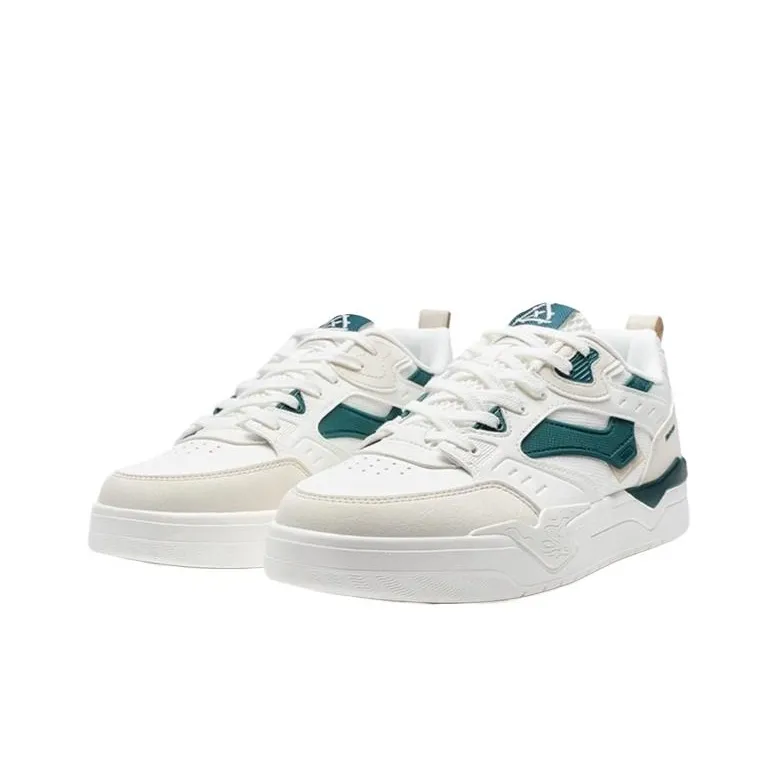 XTEP Wade Fission Coverage Slip Resistant Low Top Skateboard Shoes Men's White Green Gray-1