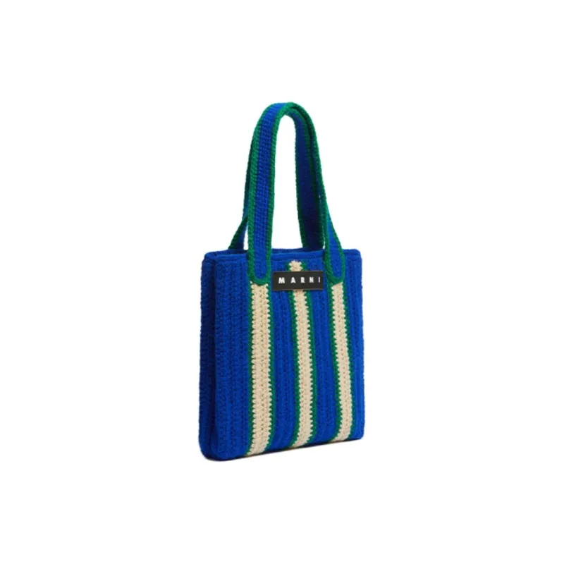 MARNI Cotton Woven Tote Bag Shopping Bag Handbag Women's Night Blue-1