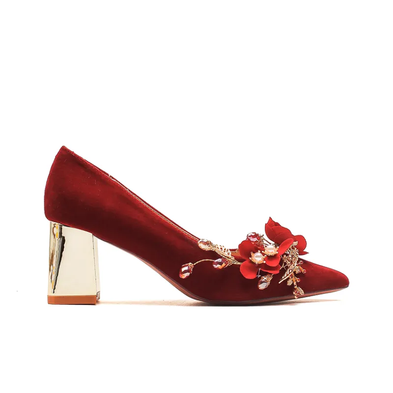 KATHRYN WILSON Chunky Heel High Heels Women's Red-1