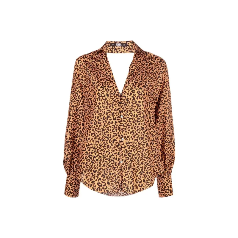 KARL LAGERFELD / Karl Lagerfeld Jeans Leopard print Backless Silk Blouse-0