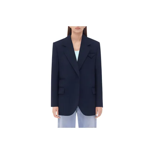 Bottega Veneta Double Wool Cashmere Belted Jacket Jackets Coats Women's Dark Blue