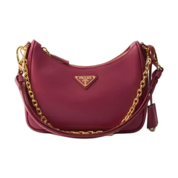 PRADA Re Edition Calfskin Handbag, Shoulder Bag Mini Women's Burgundy Pink