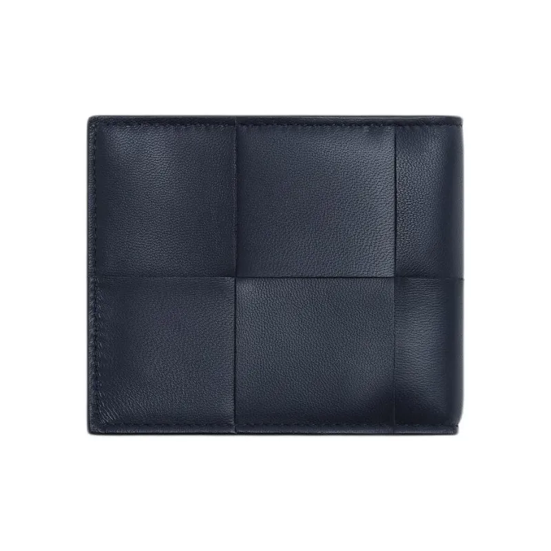 Bottega Veneta CASSETTE Cow Leather Wallet Trumpets Men's Space Blue & Sapele Red-1