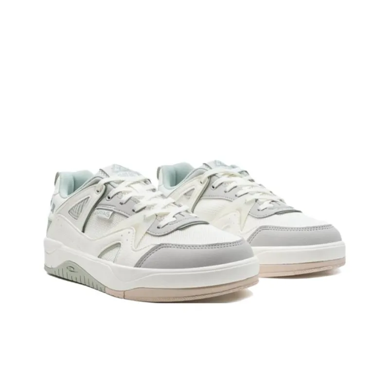 XTEP Hydrogen Pine Anti Slip Wear Resistant Mid Top Skateboard Shoes Women's White Gray Green-2