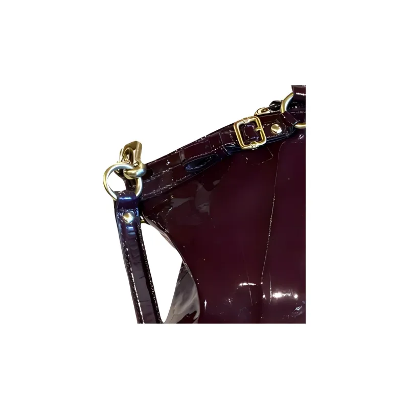 COACH Madison Patent Leather Shoulder Bag, Crossbody Bag, Handbag Women's Eggplant Purple Color-4