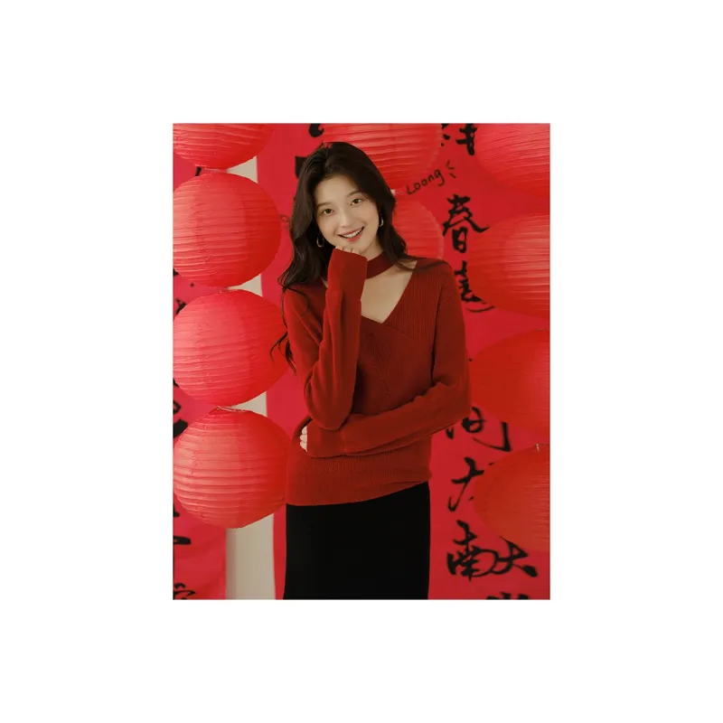 SNOWFORTE Cashmere Sweater Women's Vintage Red-2