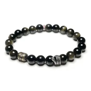 CUIJING Natural Obsidian Bracelets Unisex