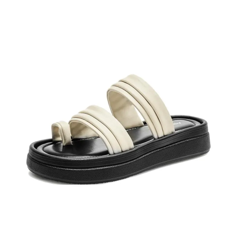 AGSDON Slide Slippers Women's Beige/Silver-1