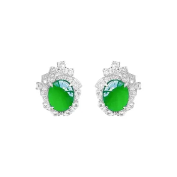 FUNNXI Chalcedony Stud Earrings Women's