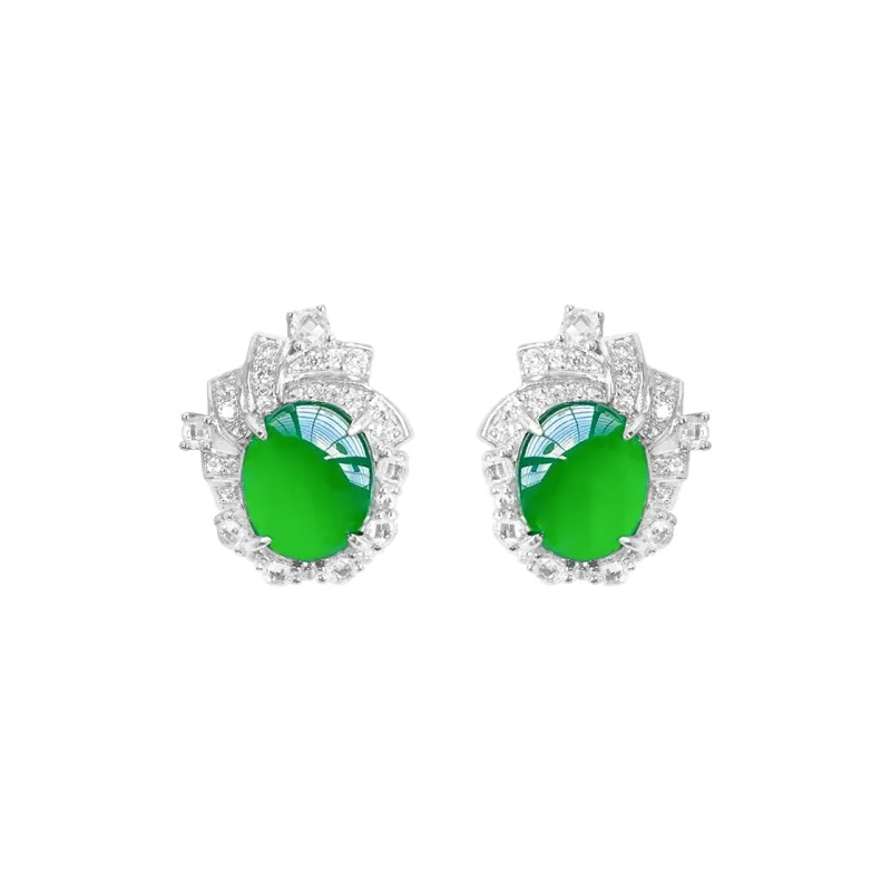 FUNNXI Chalcedony Stud Earrings Women's-0