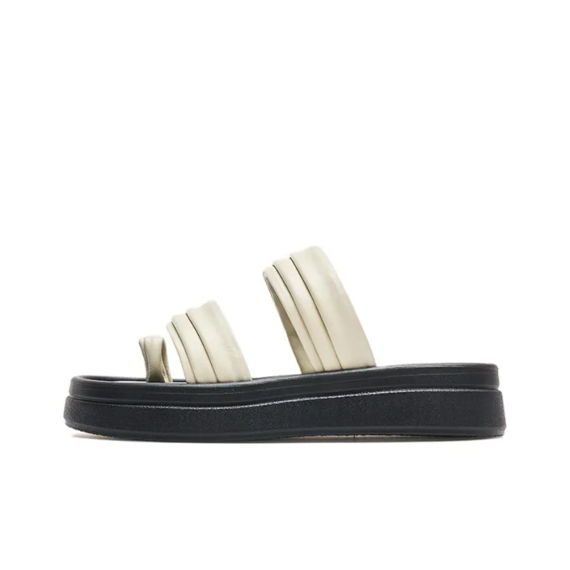 AGSDON Slide Slippers Women's Beige/Silver-0