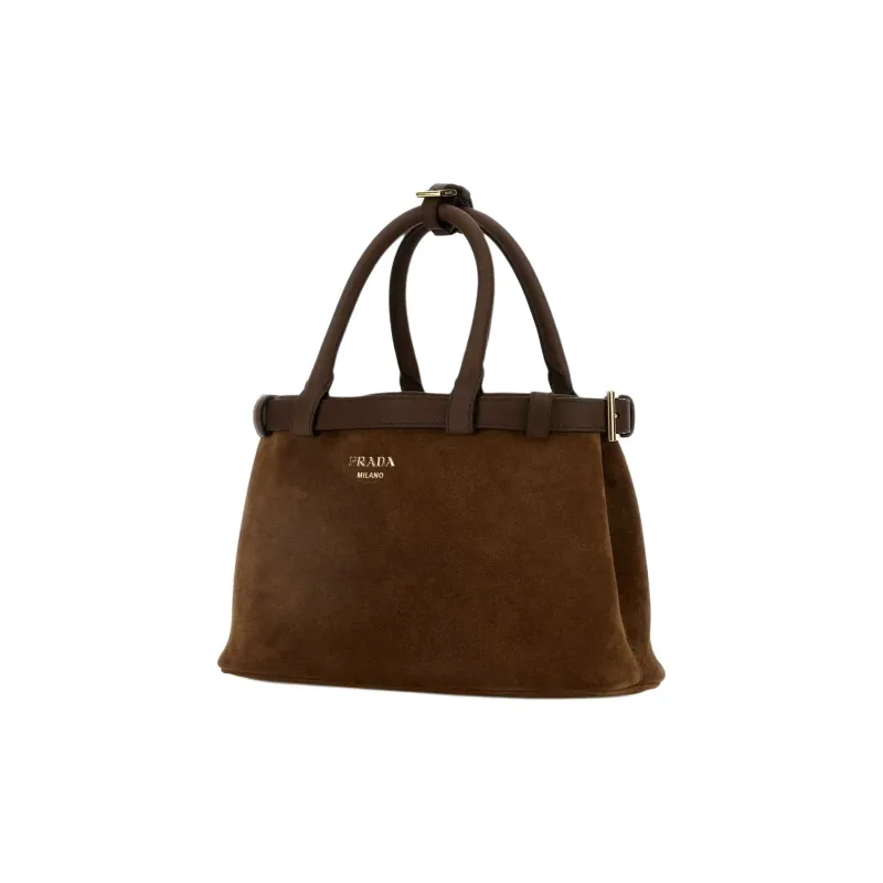 PRADA Suede Shoulder Bag, Crossbody Bag, Handbag Women's Brown-1