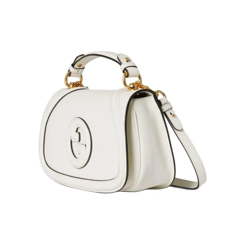 GUCCI Blondie Leather One Shoulder Handbag Medium Size Women's White-1