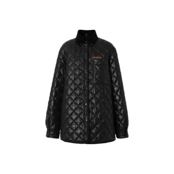 Burberry Corduroy Collar Diamond Quilted Jacket 'Black'