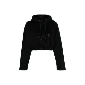 VERSACE Medusa Head-embellished Cropped Hoodie