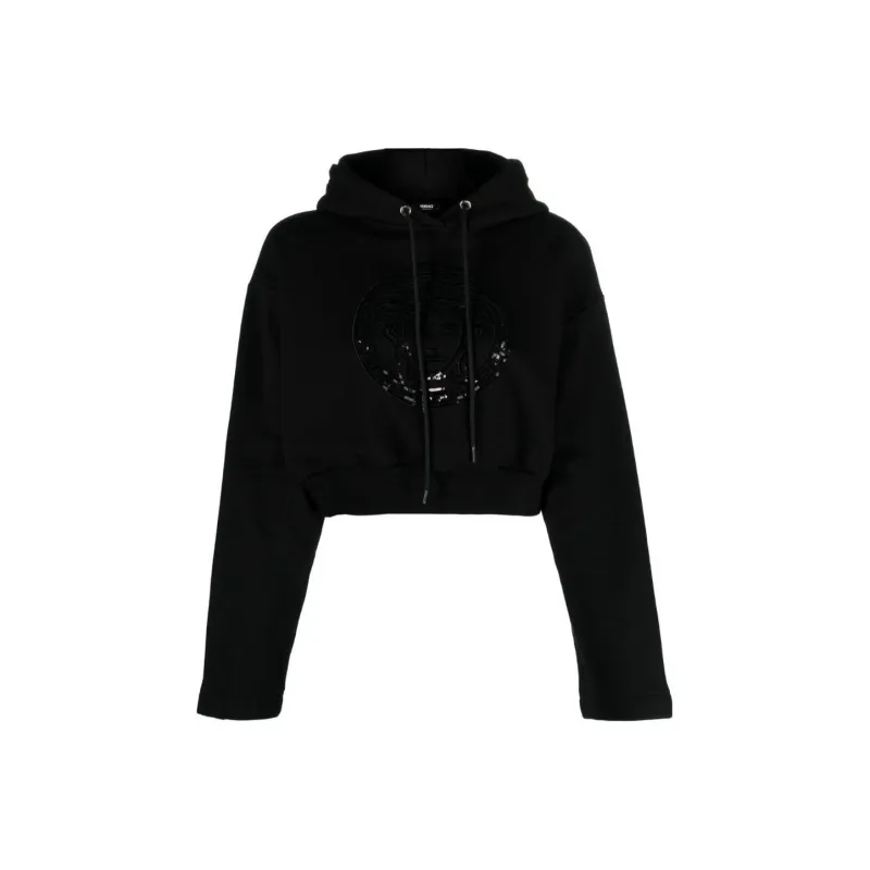 VERSACE Medusa Head-embellished Cropped Hoodie-0