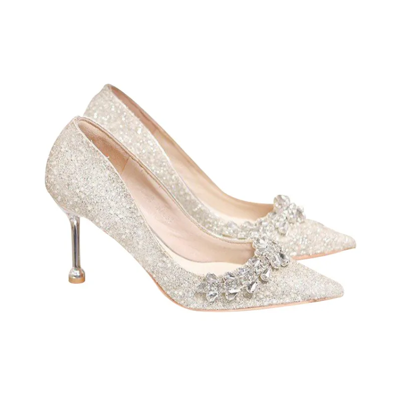 MABEL&CO Slim Heel High Heels 8cm Women's Silver-2