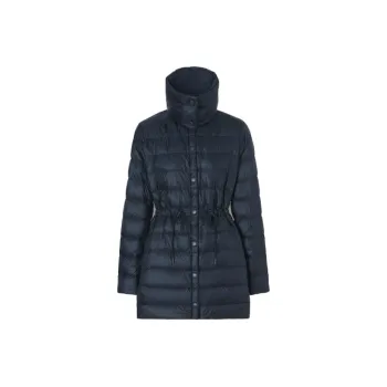 Burberry Solid Color Lapel Mid-Length Down Jacket Women's Midnight Blue