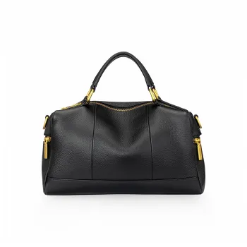 ROBERTA DI CAMERINO Cow Leather Mommy Bag Handbag Women's Black Gold/Elephant Gray