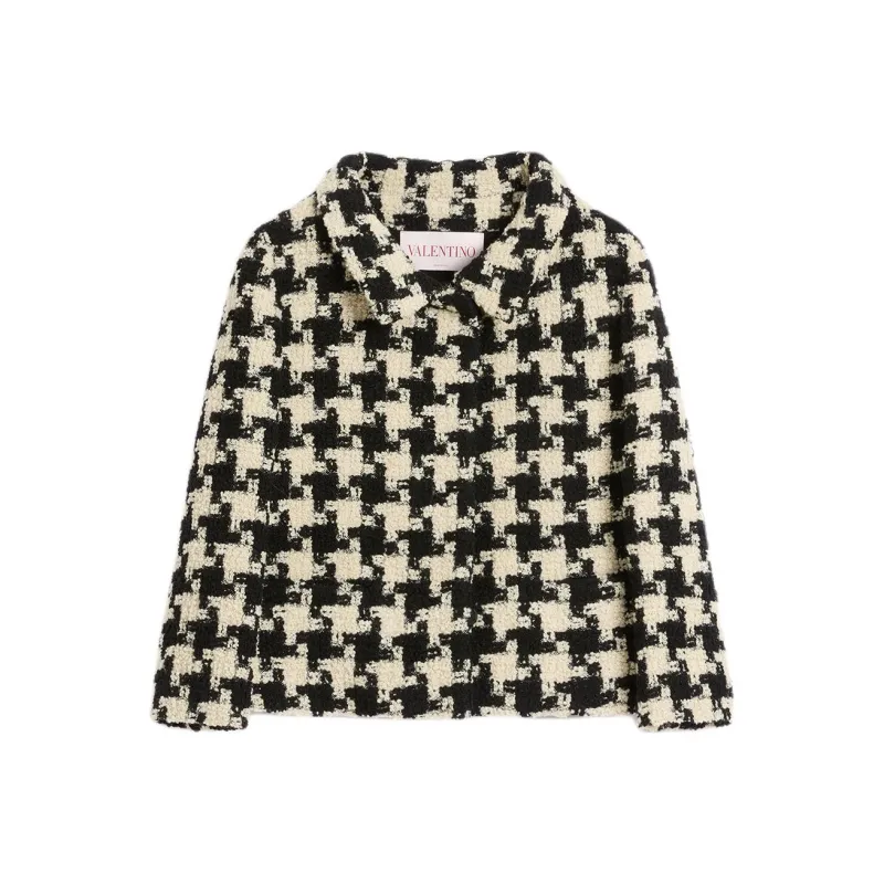 Valentino Houndstooth Detailed Tweed Jacket-0