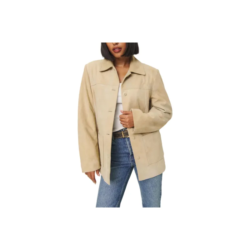 REFORMATION Veda Lincoln Suede Shirt Jacket Jackets Coats Women's Oat-0