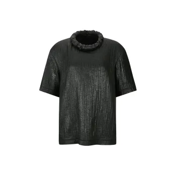 YCH FW24 TRIMMED SHEER BLOUSE Shirt Women's Black