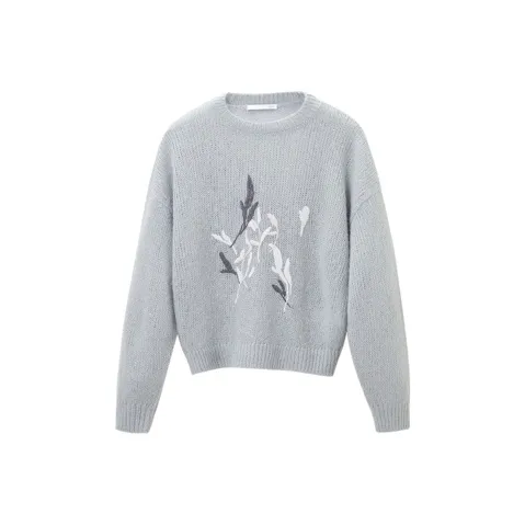 OVV Knitwear Women's Light Gray Heather Pattern B0