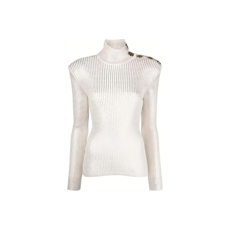 BALMAIN FW21 Slim Fit Sweater Women's Silver-0