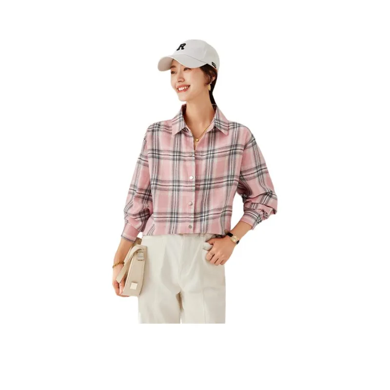 La Chapelle Shirt Women's Pink Plaid-0