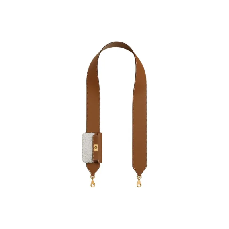HERMES Kelly Pocket Swift Calfskin With Shearling Bag Straps Women's Gold With Light Beige Accents-0